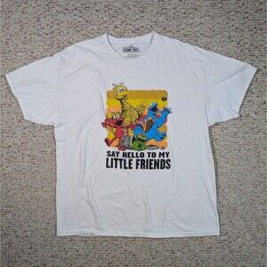 Sesame Street T-Shirt Say Hello To My Little Friends Mens 2X White Tee 2020